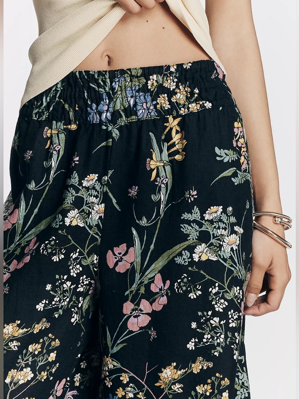 Anthropologie Somerset Linen Pants Pull-On Floral Print Large - Picture 3 of 11